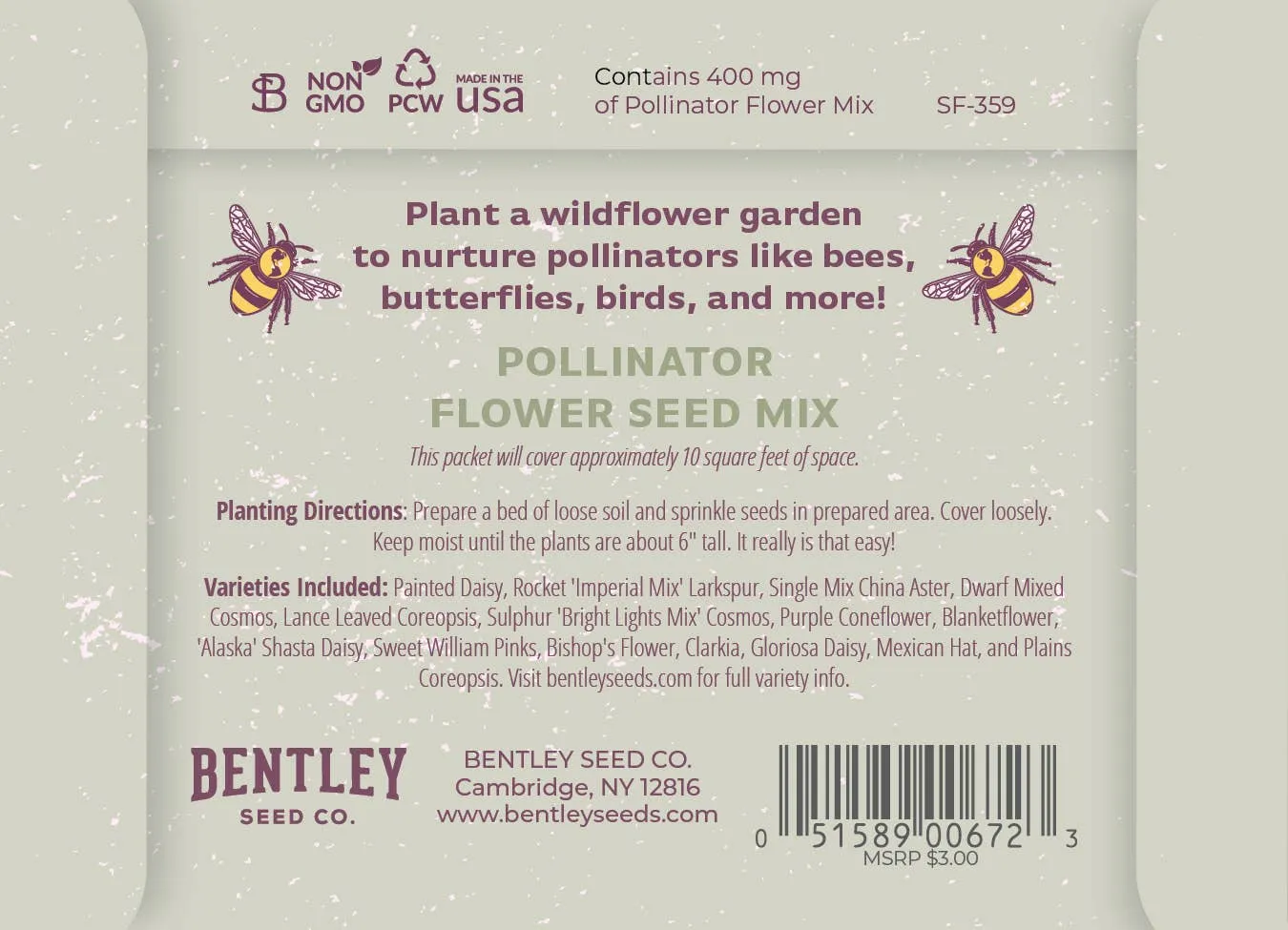 Be Kind Horizontal - Pollinator Flower Mix