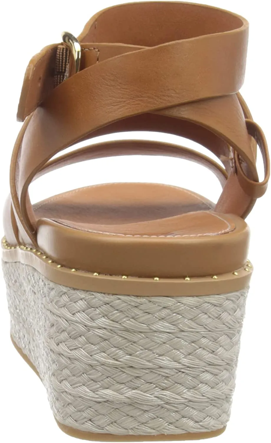 FitFlop Eloise Light Tan Ankle Strap Open Toe Strappy Espadrille Wedge Sandals