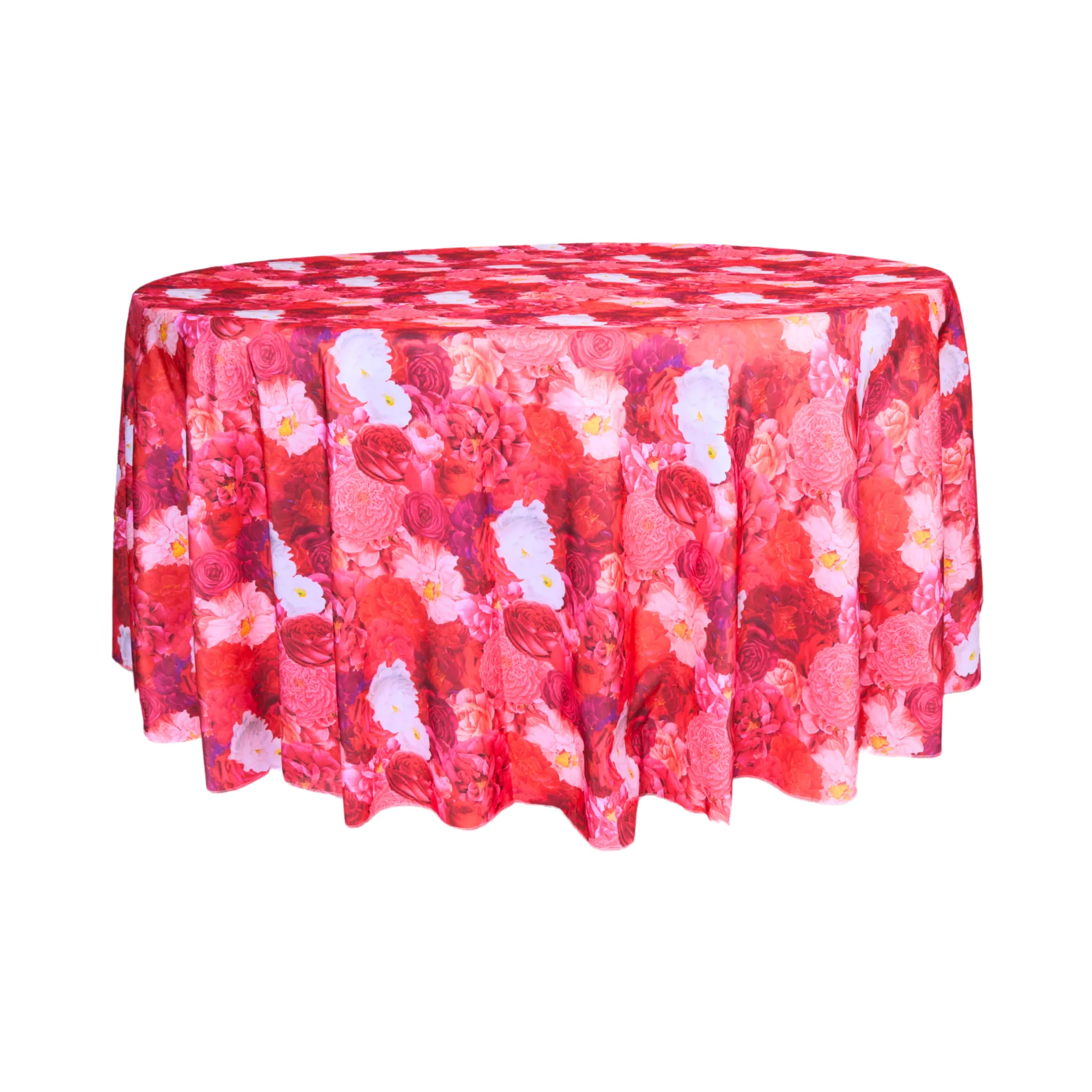 Floral Peony Roses 120" Round Tablecloth - Fuchsia