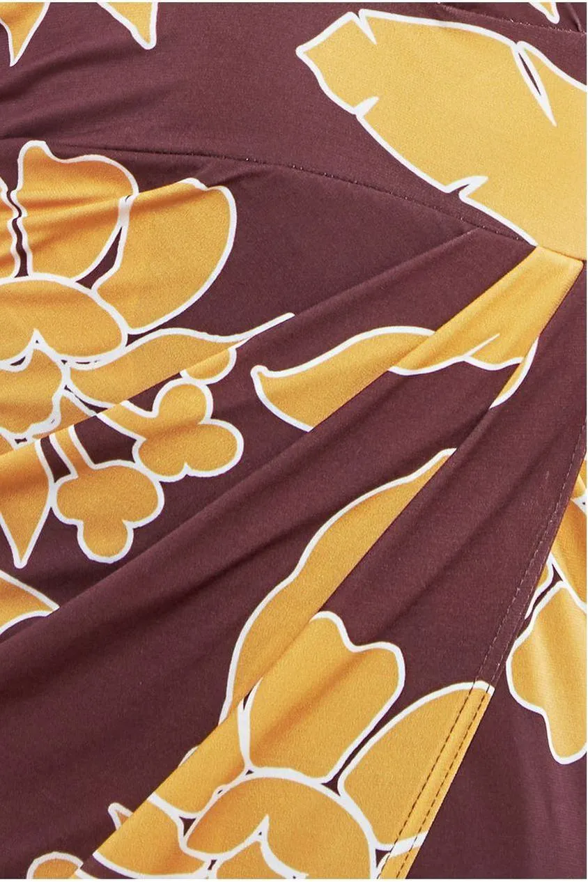 Goddiva Printed Crossover Maxi Dress - Brown