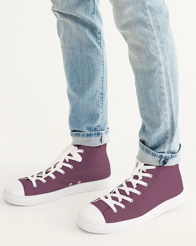 Medium Dark Magenta Men's High-top Canvas Sneakers | Men's | Medium Dark Pastel Magenta | C0M60Y0K60