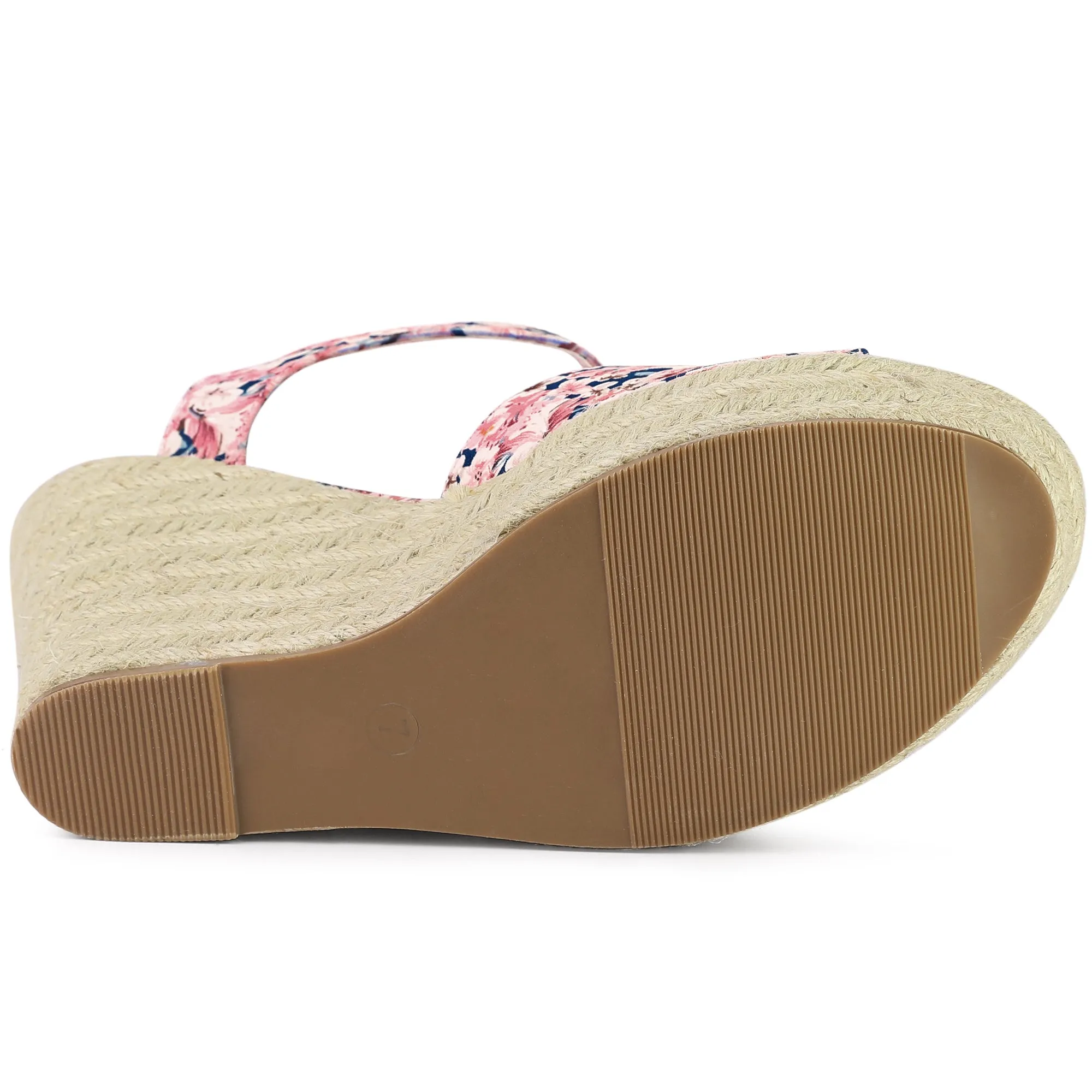 Platform Floral Printed Slingback Espadrille Wedge Sandals