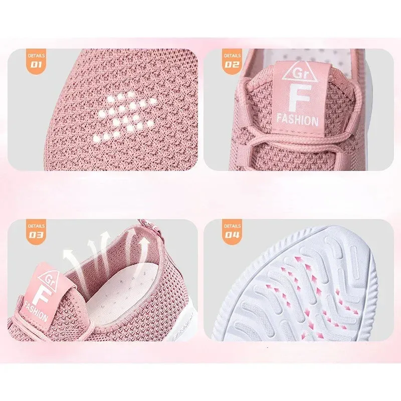 Womens Casual Sneakers Comfortable Breathable Shoes Lace-Up Summer Footwear