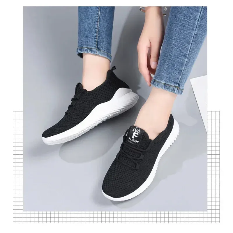 Womens Casual Sneakers Comfortable Breathable Shoes Lace-Up Summer Footwear