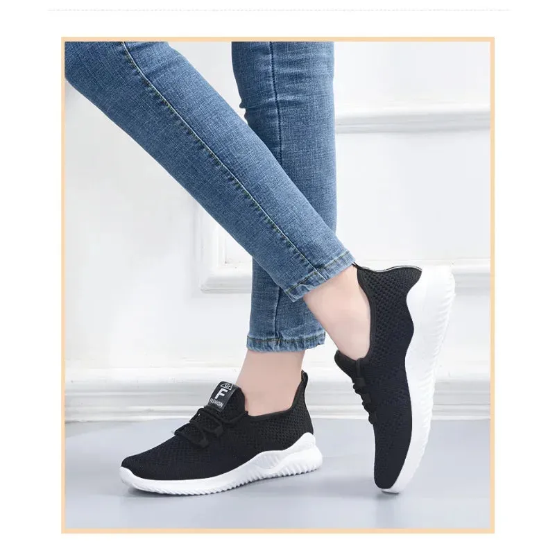 Womens Casual Sneakers Comfortable Breathable Shoes Lace-Up Summer Footwear