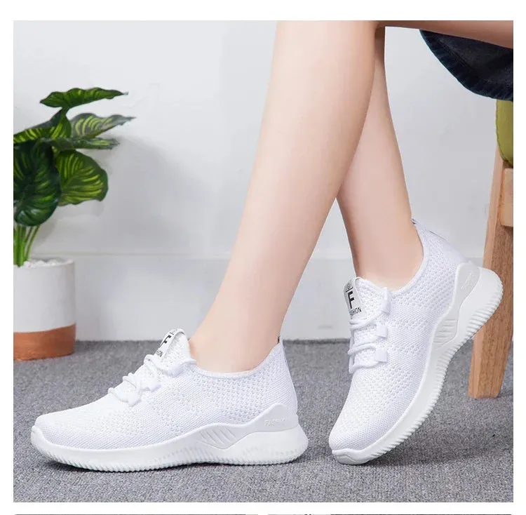 Womens Casual Sneakers Comfortable Breathable Shoes Lace-Up Summer Footwear