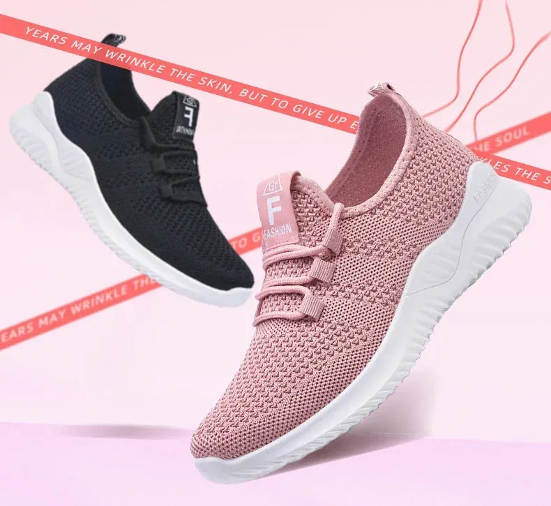 Womens Casual Sneakers Comfortable Breathable Shoes Lace-Up Summer Footwear