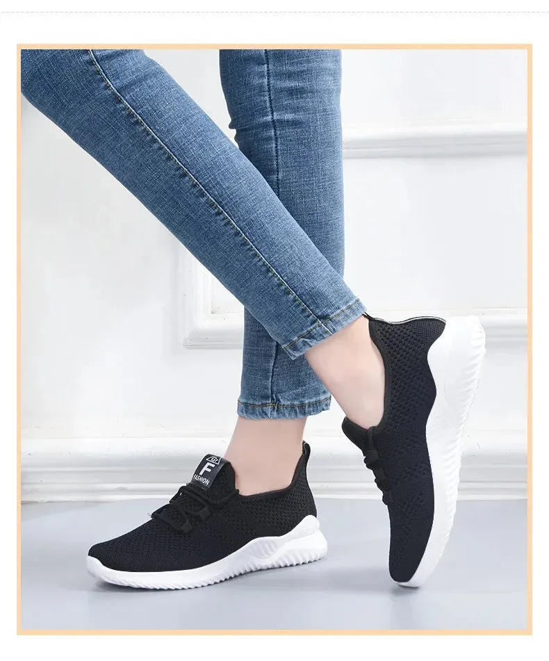 Womens Casual Sneakers Comfortable Breathable Shoes Lace-Up Summer Footwear