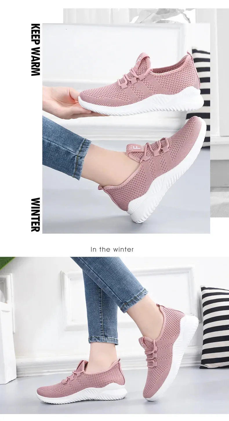 Womens Casual Sneakers Comfortable Breathable Shoes Lace-Up Summer Footwear