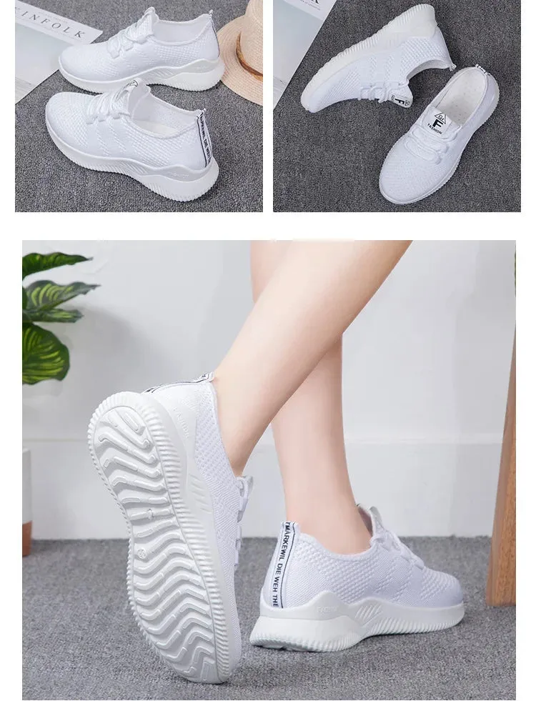 Womens Casual Sneakers Comfortable Breathable Shoes Lace-Up Summer Footwear